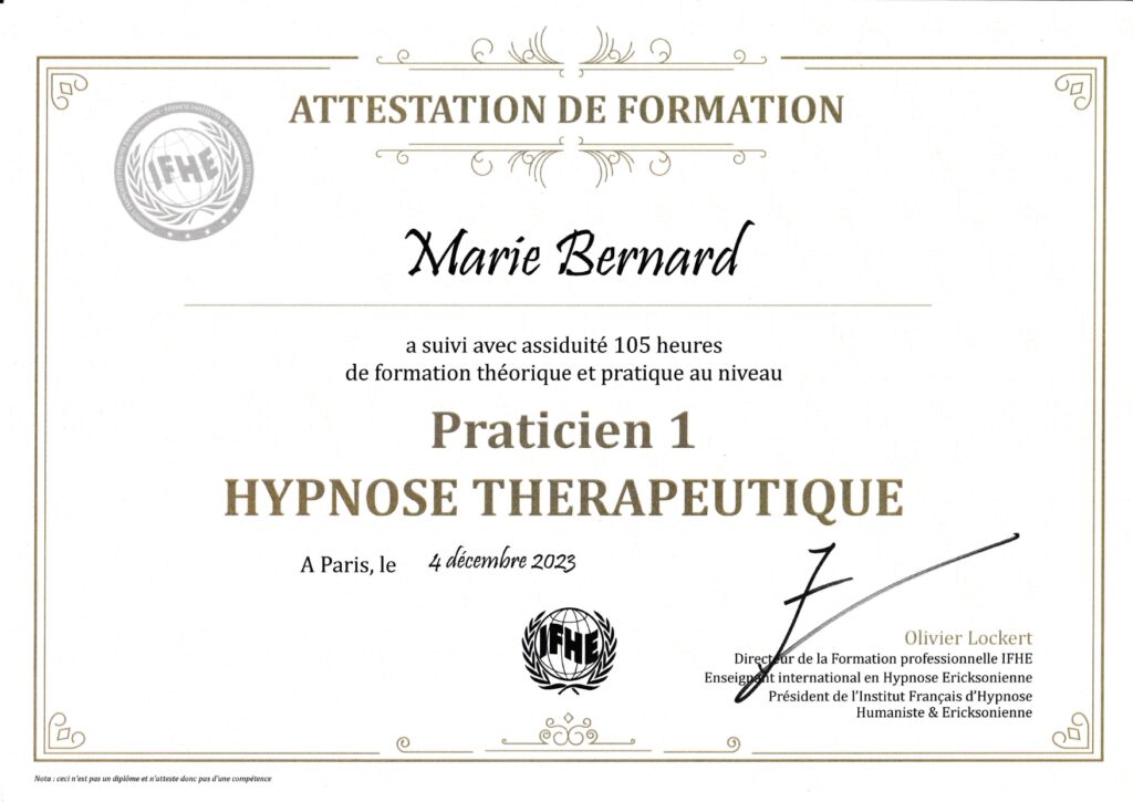 Certificat d'Hypnose